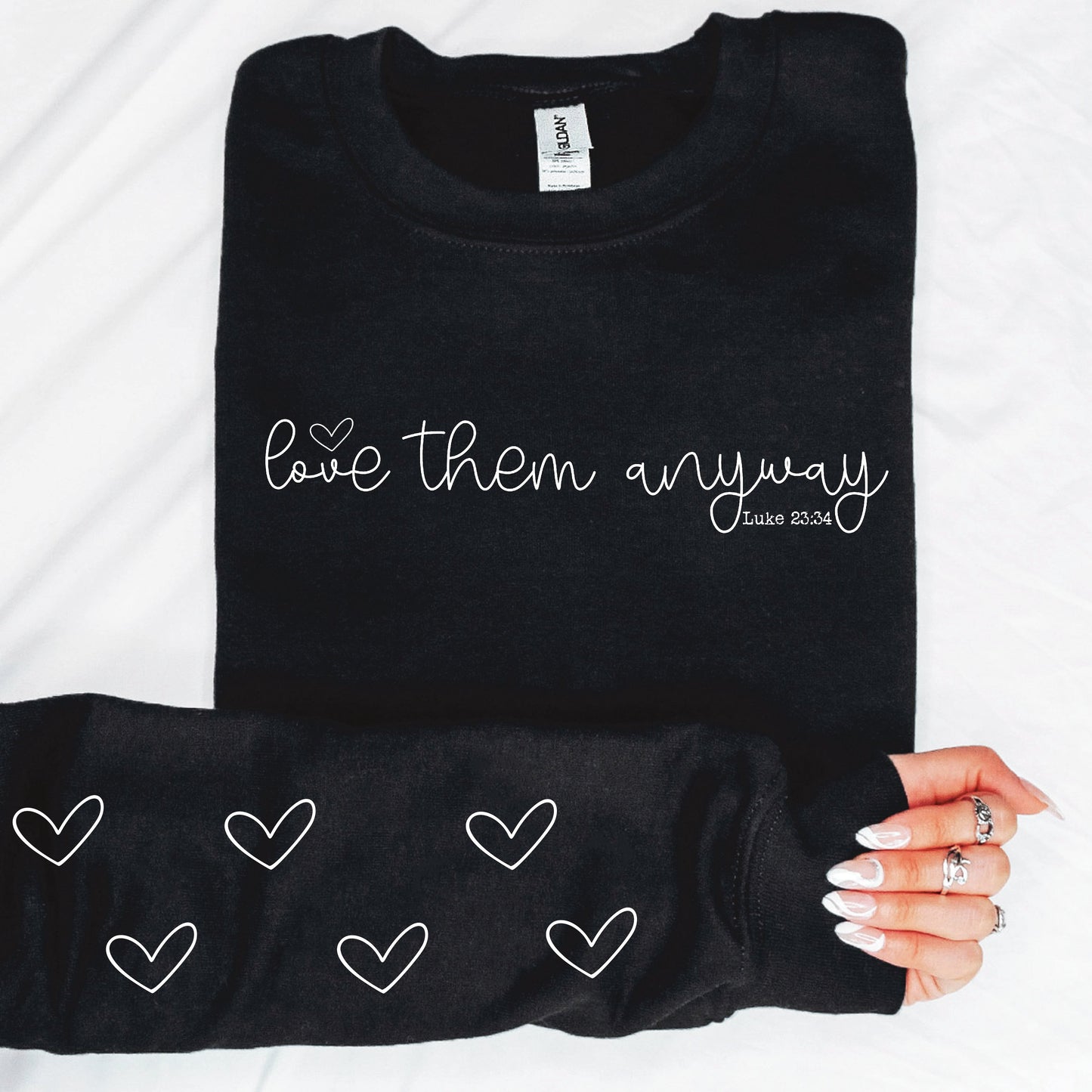 Love Them Anyway With Sleeve Accent Sweatshirt