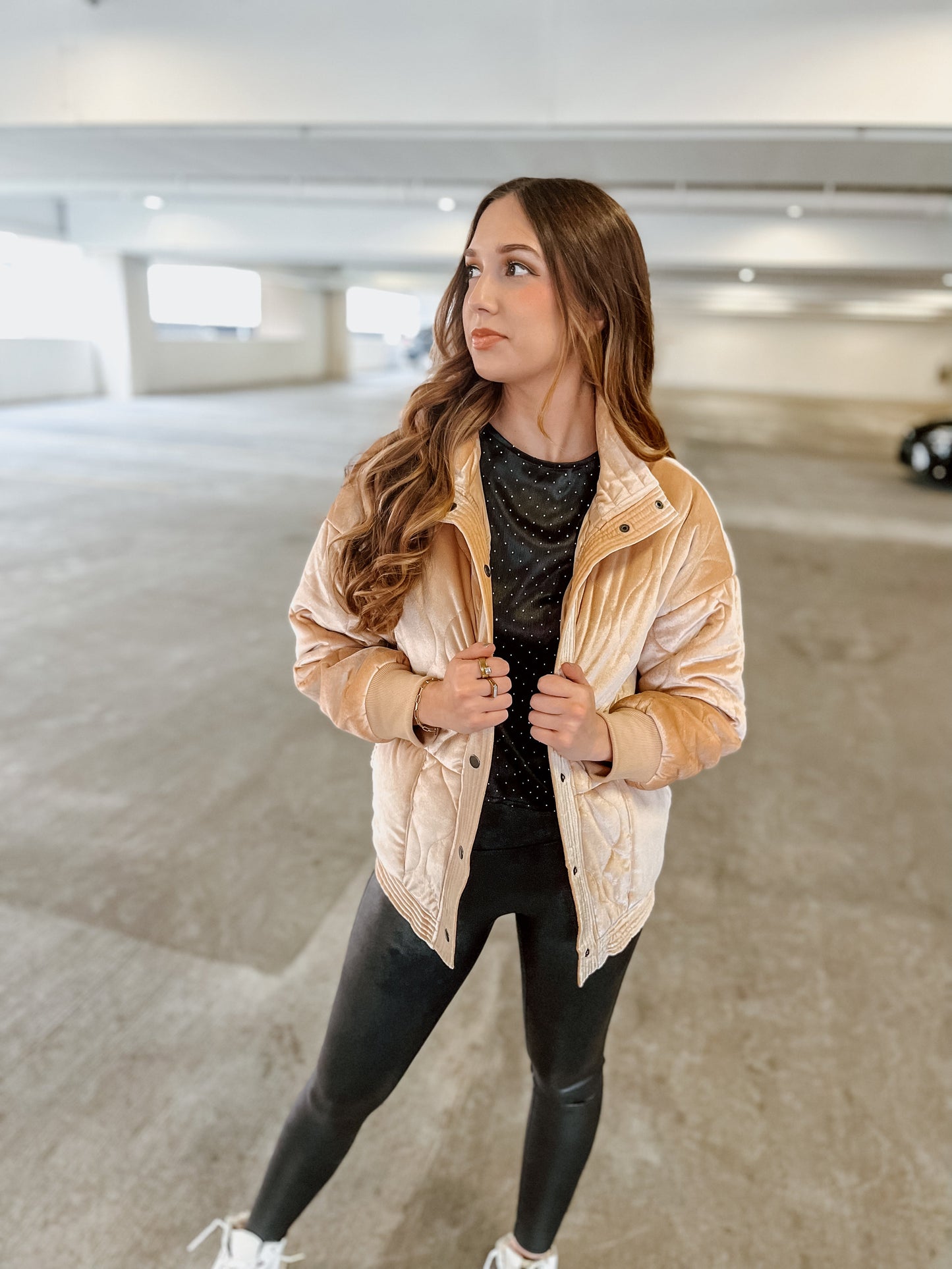 Chill Out Tan Velvet Puffer Jacket