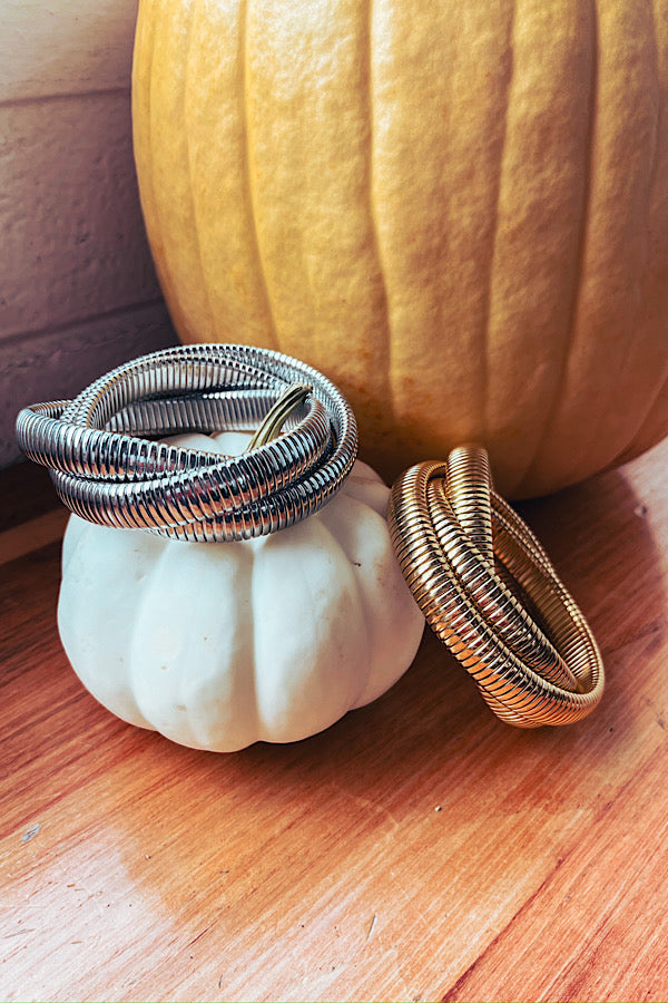 Natural Elements Silver Three Layer Bracelet