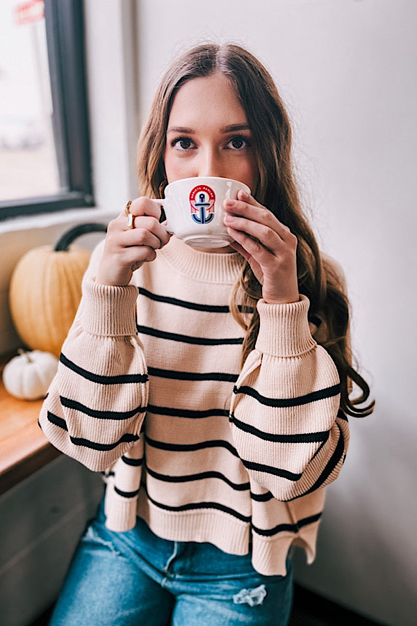 Autumn Breeze Cream Black Crop Sweater