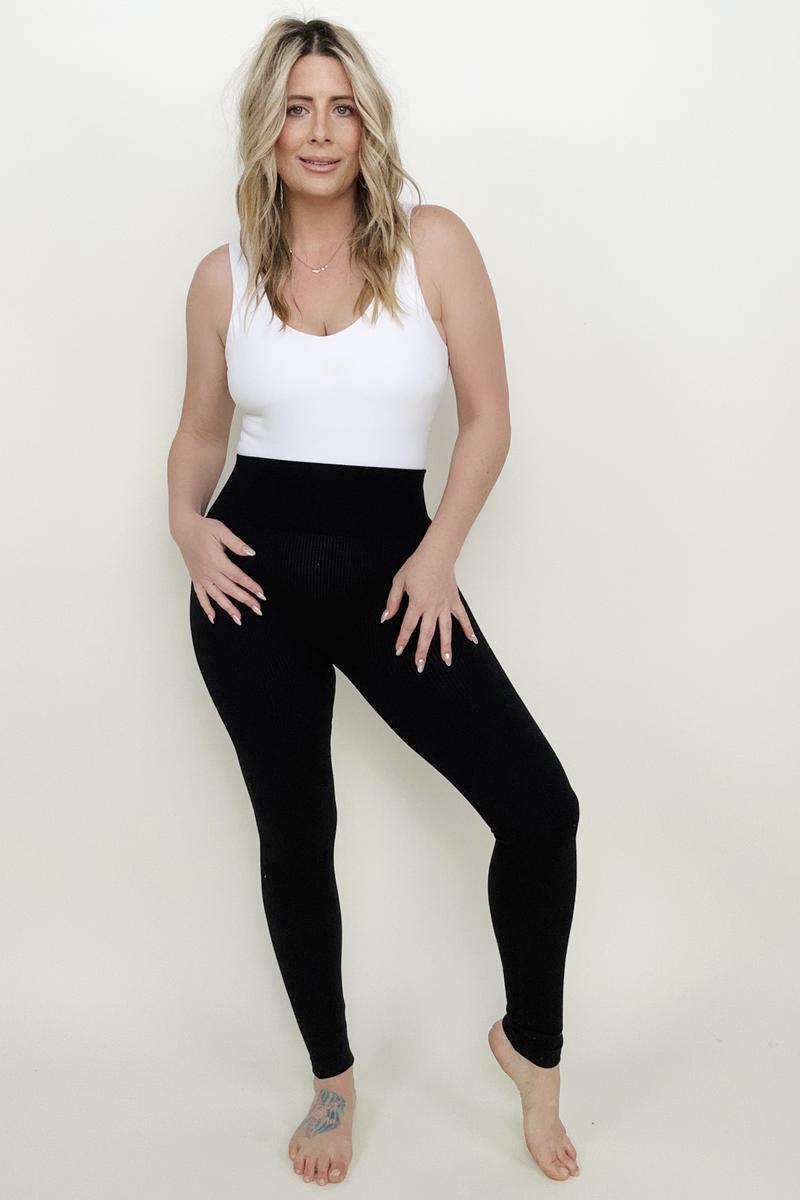 Zenana Ribbed Seamless High Waisted Full Length Leggings