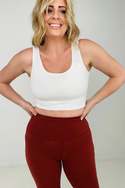 "Alex" White Birch Sleeveless Ribbed Knit Bralette