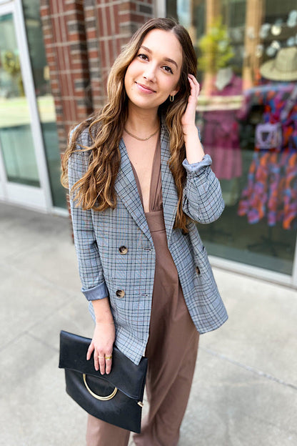 Preptastic Gray Plaid Blazer