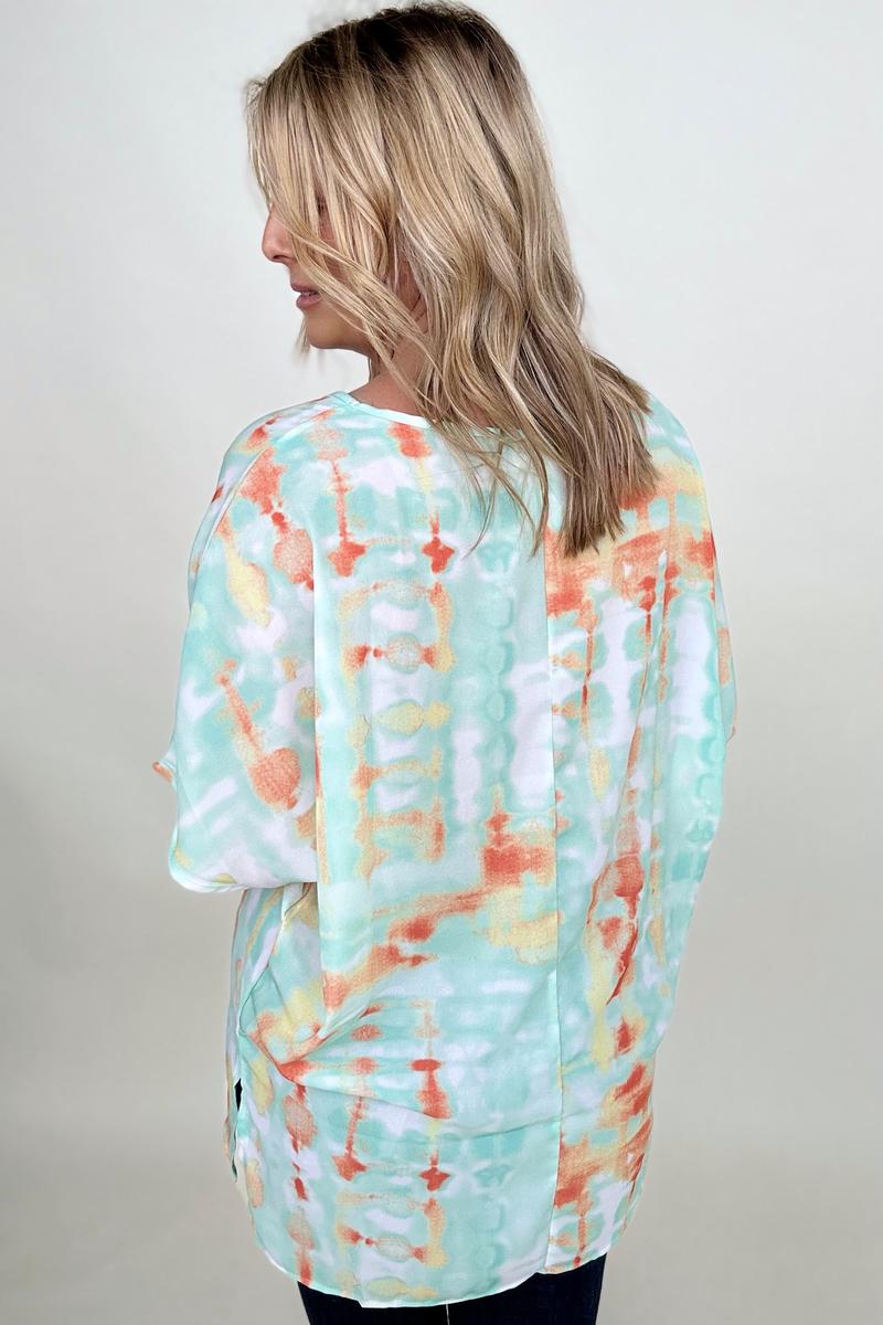 BiBi Tie Dye V Neck Hi-Low Oversized Top