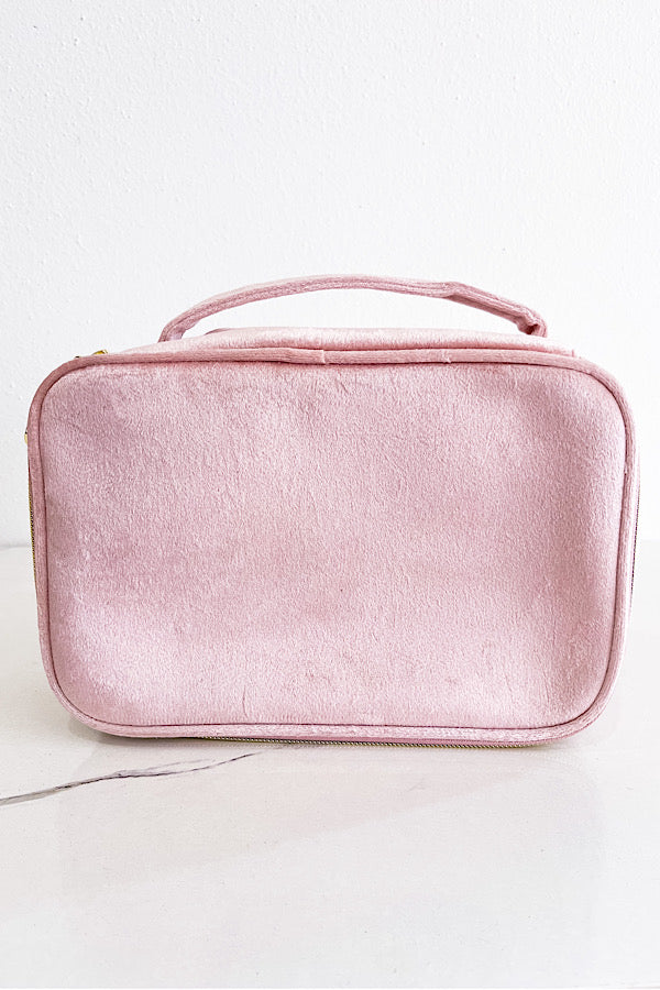 Sylvie Pink Fabric Cosmetic Bag