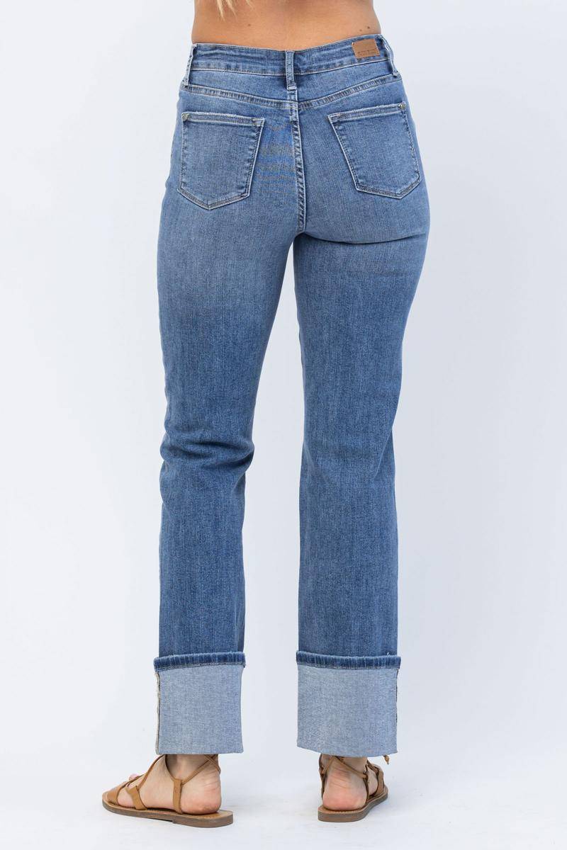 Judy Blue High Waist Straight Leg Jeans with Wide Cuff