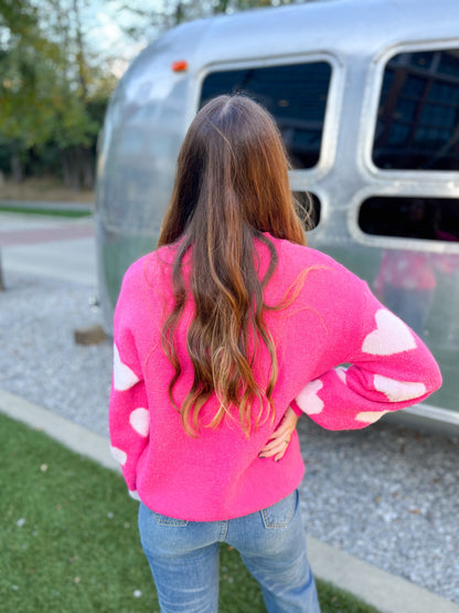 Hot Pink Heart Sweater