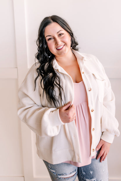 Soft Corduroy Jacket In Rich Ivory Whisper