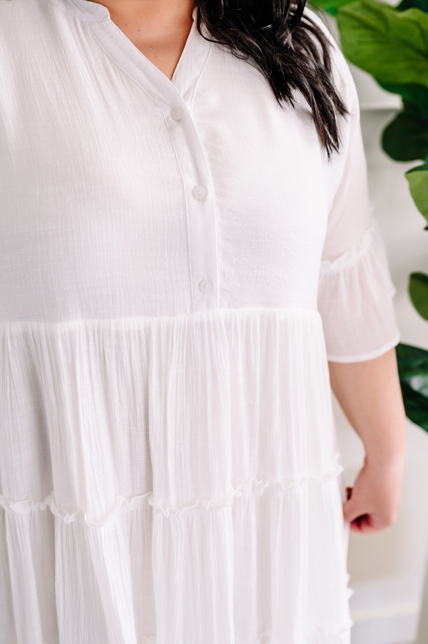 Bohemian Tiered Dress In Natural White