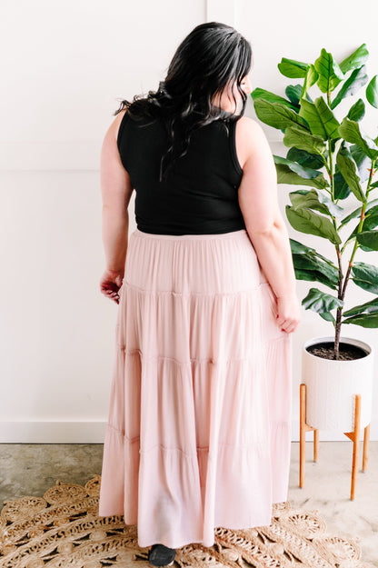 Tiered Boho Skirt In Whimsical Blush