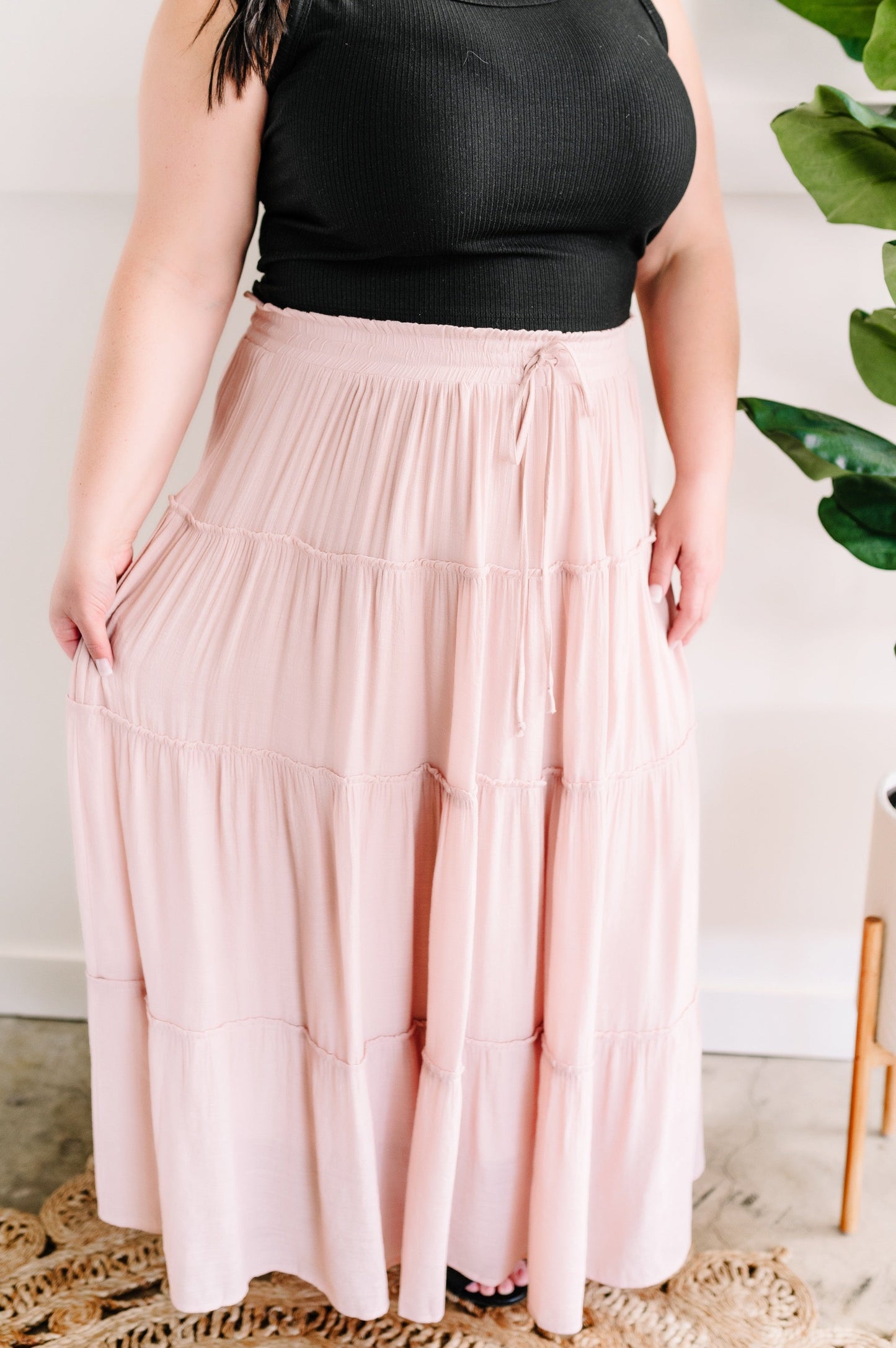 Tiered Boho Skirt In Whimsical Blush