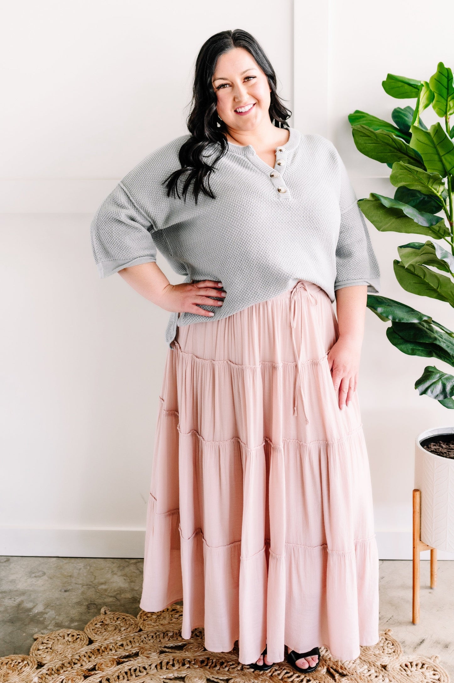 Tiered Boho Skirt In Whimsical Blush