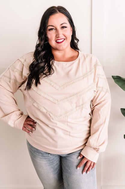 Detailed Tassel Pullover In Bohemian Beige