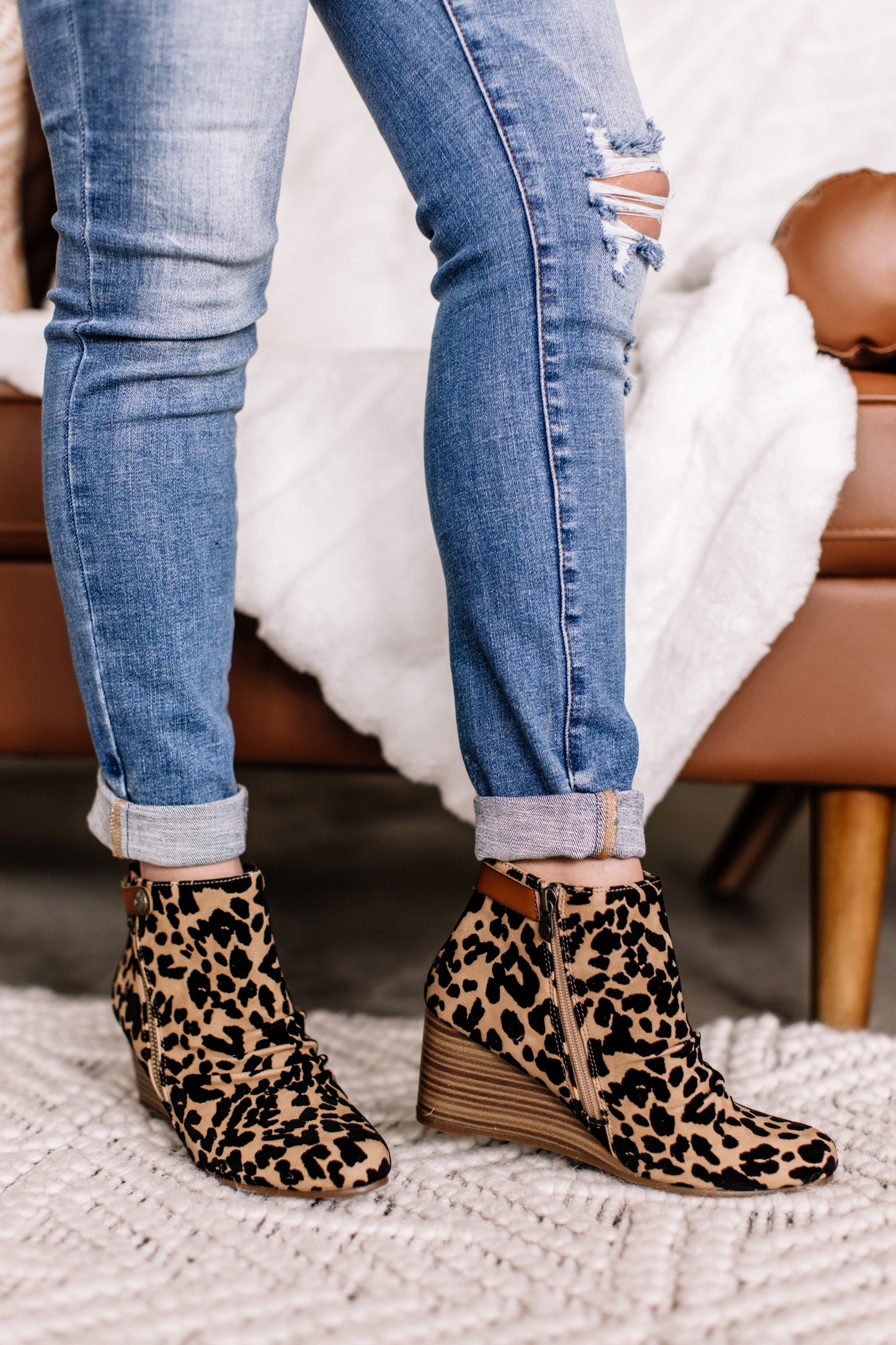 Blowfish Wedge Booties In Cheetah Print