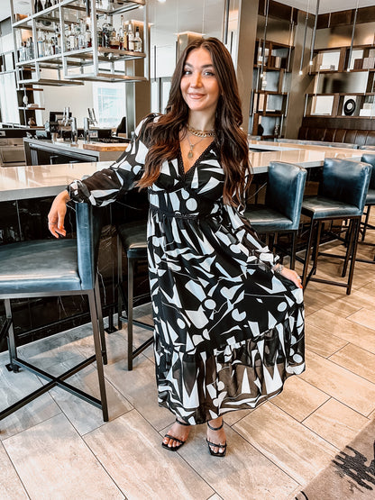 Happy Hour Black White Maxi Dress