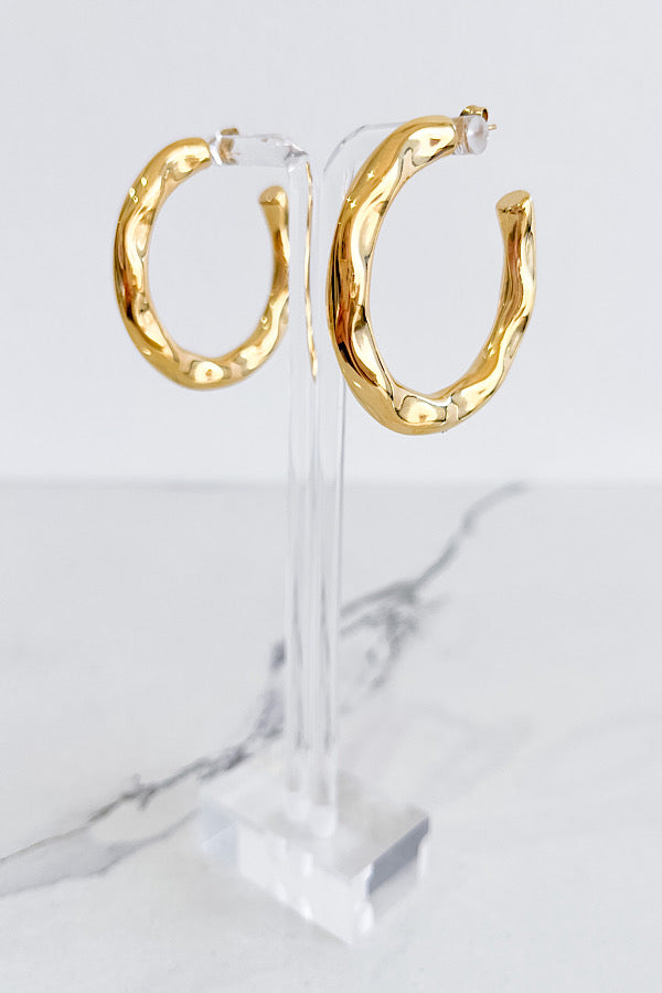 Natural Elements Hammered Gold Hoop Earrings