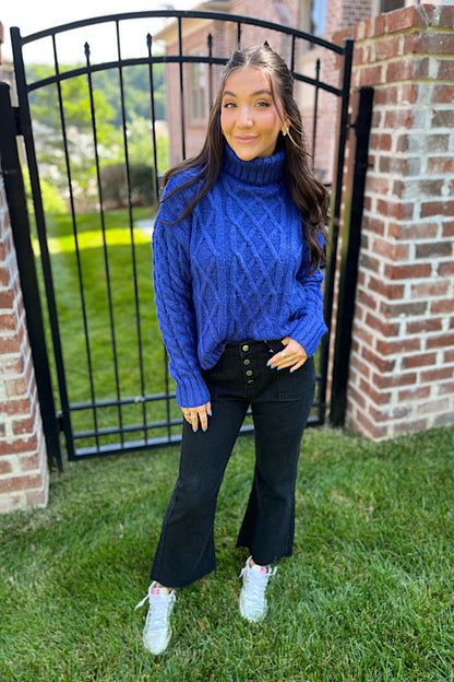 Sarah Blue Cable Knit Sweater