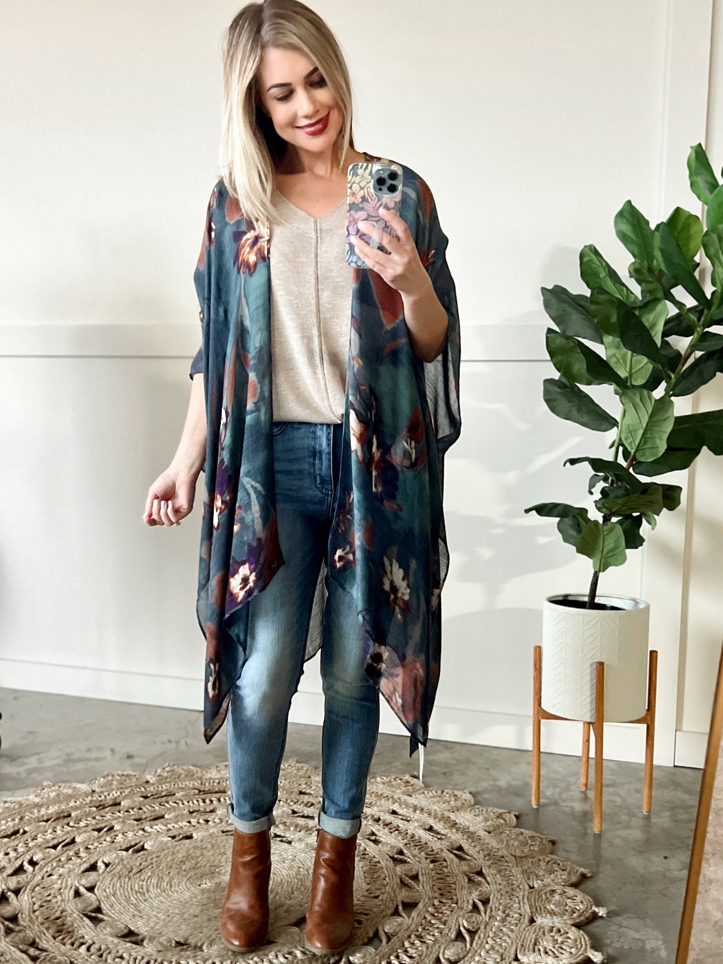 Celestial Blue Floral Kimono