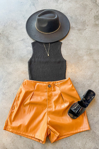 Felicity Chestnut Leather Shorts