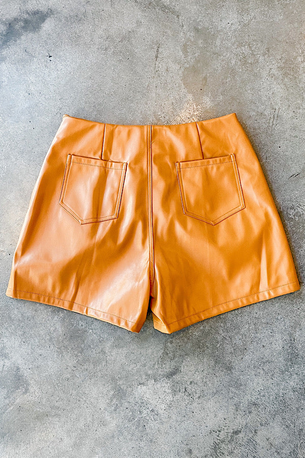 Felicity Chestnut Leather Shorts