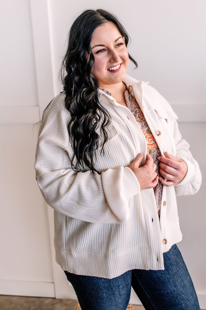 Soft Corduroy Jacket In Rich Ivory Whisper