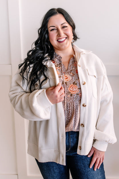 Soft Corduroy Jacket In Rich Ivory Whisper