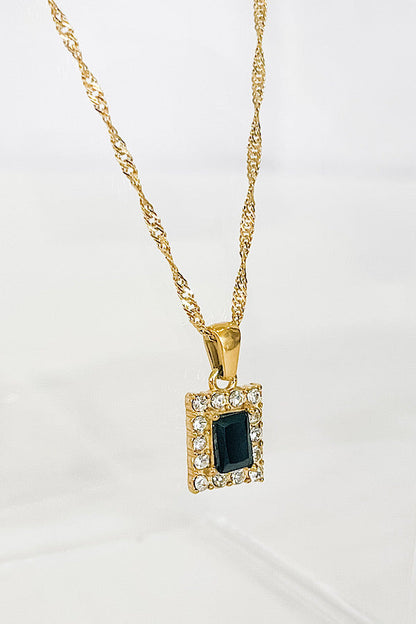 Natural Elements Black Rectangle Stone Necklace