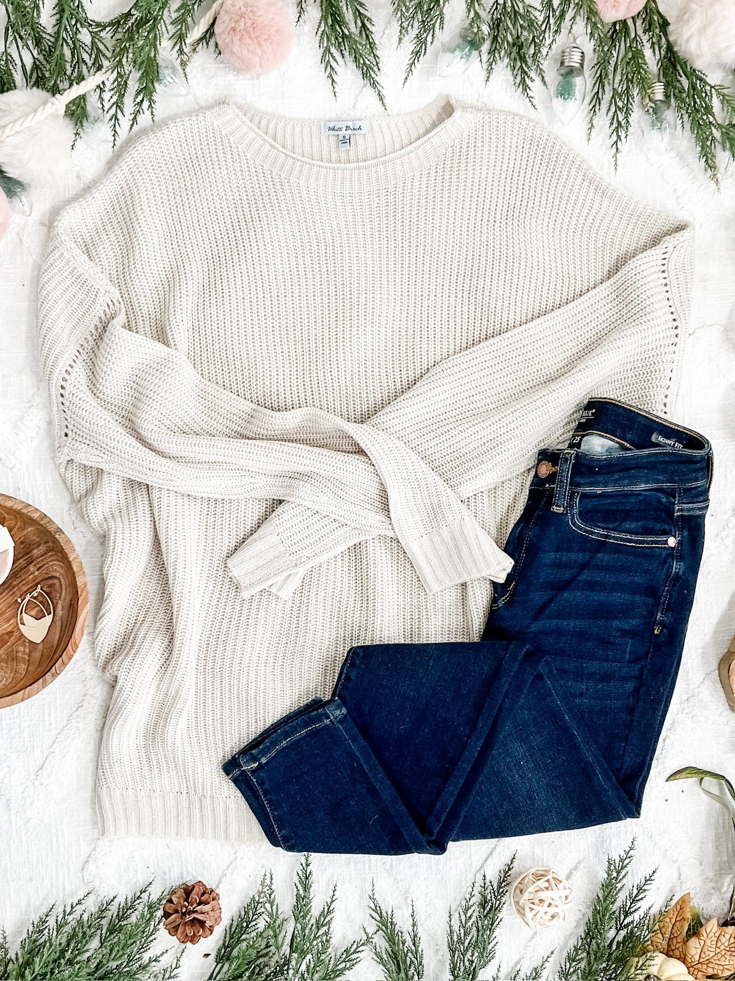 Oversized Knit Dolman Sweater In Smokey Cream