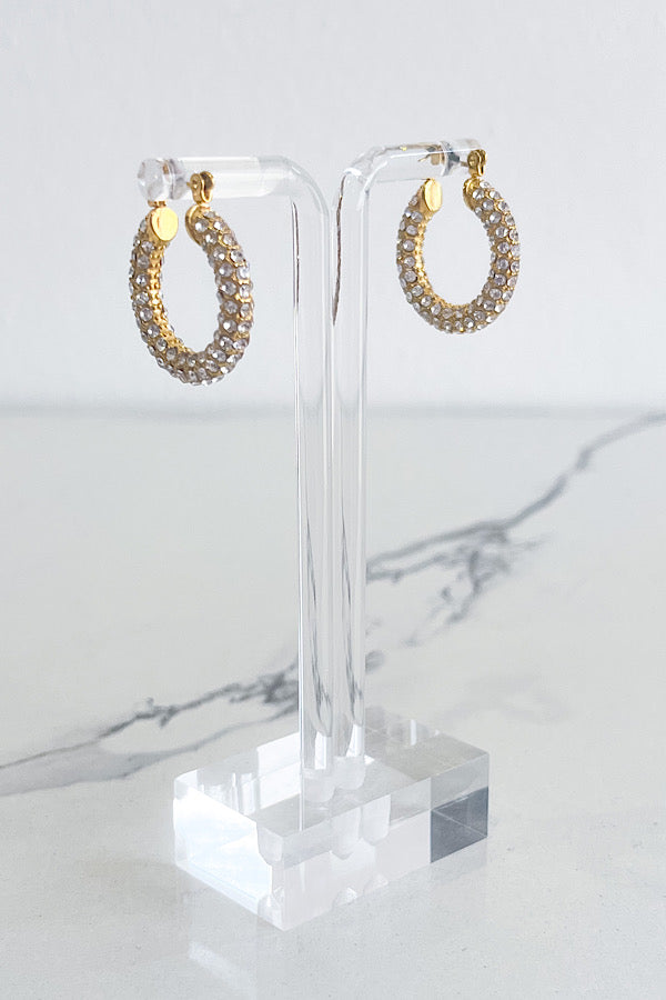 Natural Elements Gold Pave Hoop Earrings