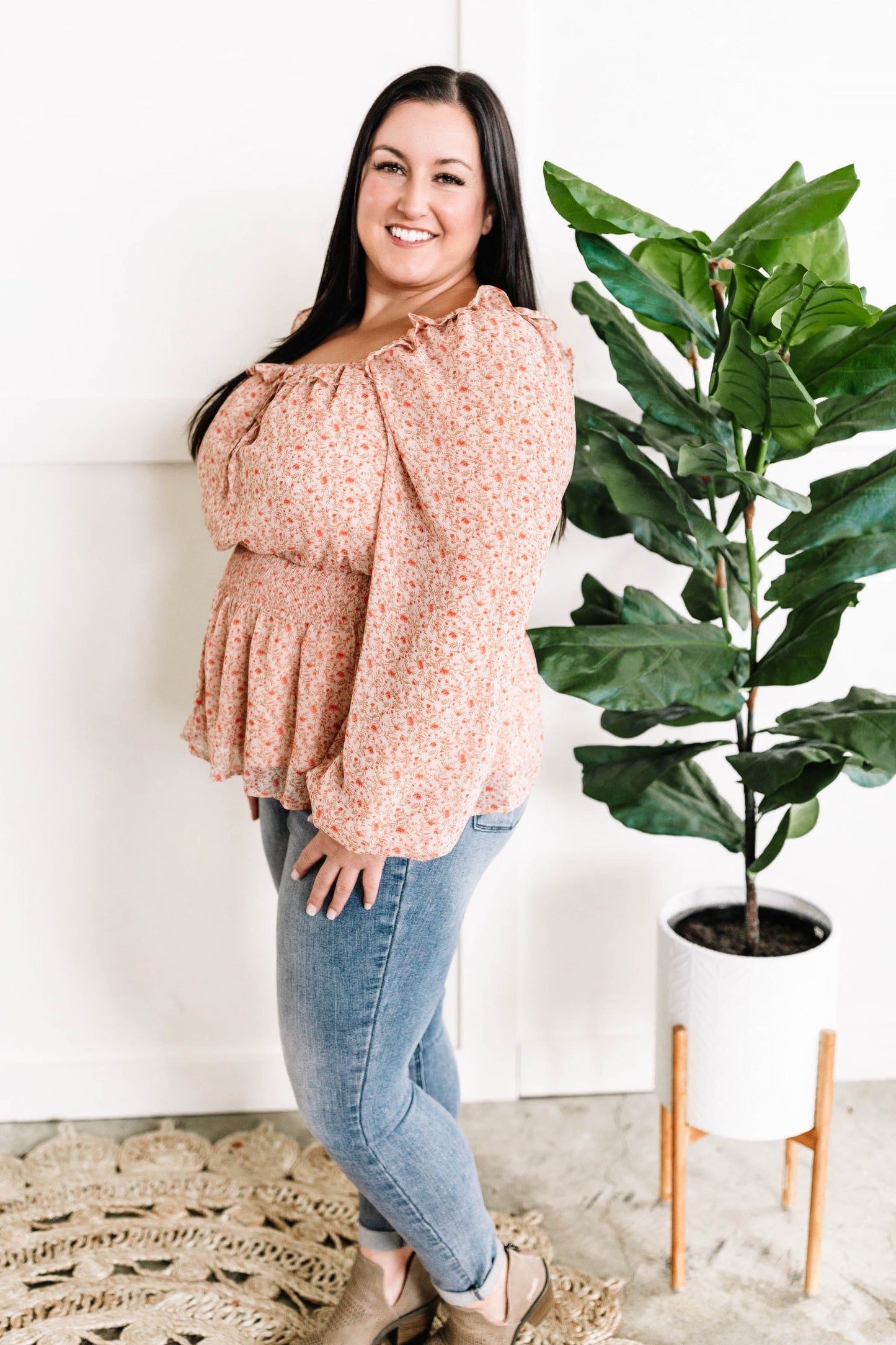 Smocked Blouse In Country Florals