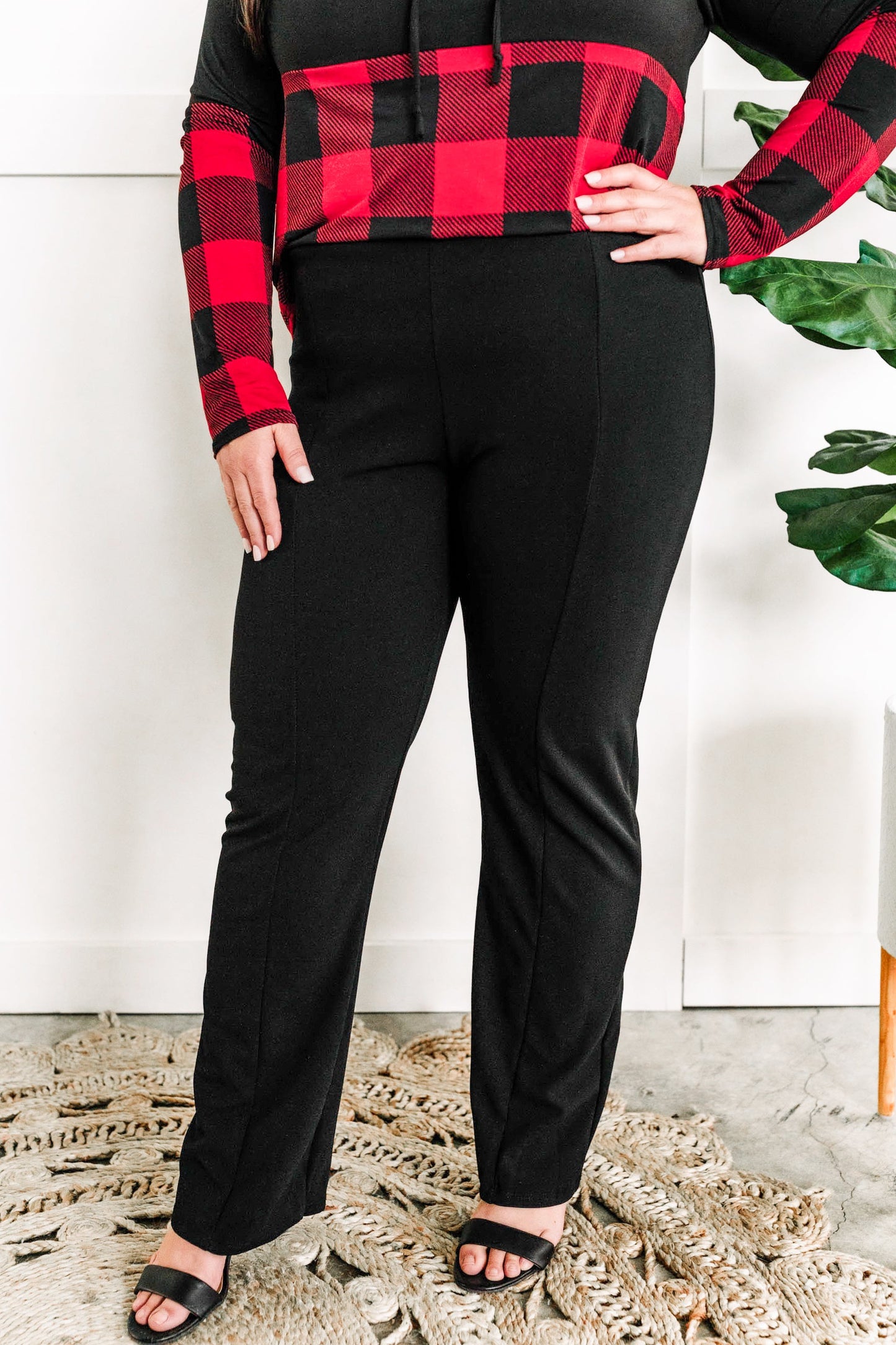 Stretchy Ponte Pants With Front Seam Detail In Silent Night