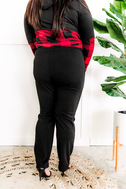 Stretchy Ponte Pants With Front Seam Detail In Silent Night