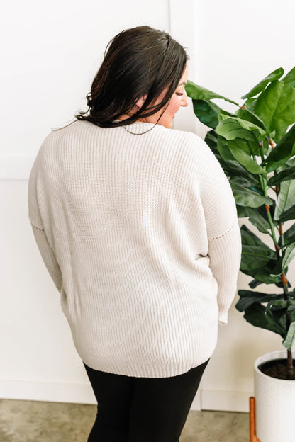 Oversized Knit Dolman Sweater In Smokey Cream