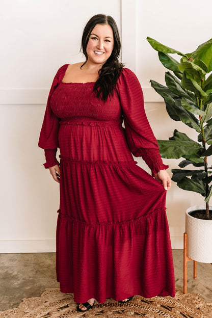 Tiered Maxi Dress With Smocking Detail In Holly