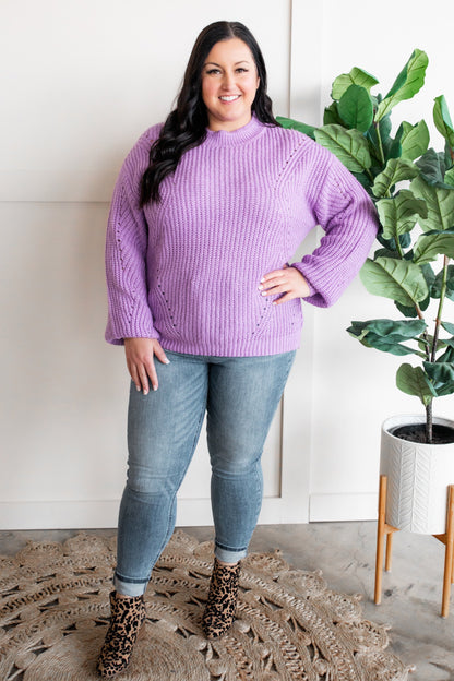 Cozy Knit Sweater In Bright Orchid