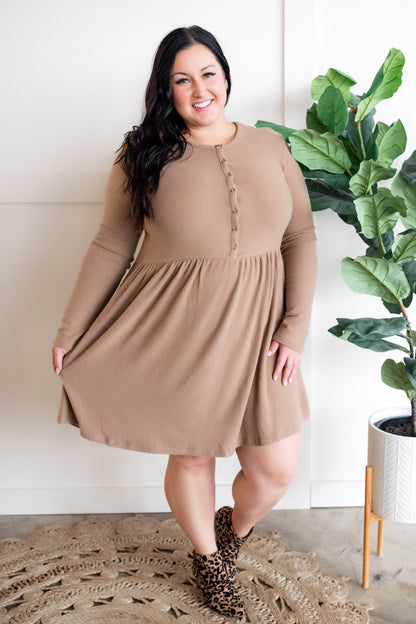 Ultra Soft Button Front Dress In Pecan