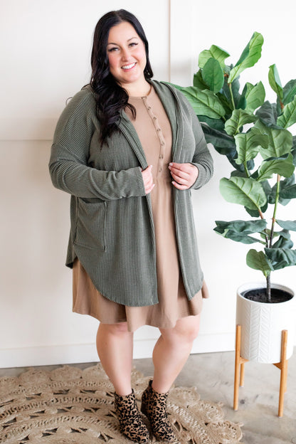 Ultra Soft Button Front Dress In Pecan