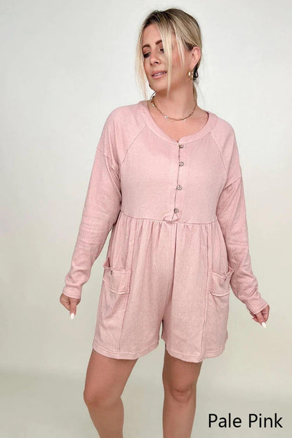 Heyson Comfy Knit Button-Down Long Sleeve Romper