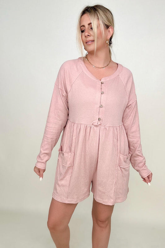 Heyson Comfy Knit Button-Down Long Sleeve Romper