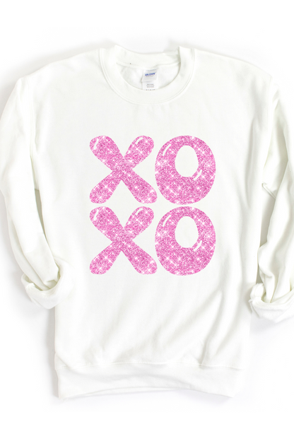 XOXO PINK FAUX SEQUIN SWEATSHIRT