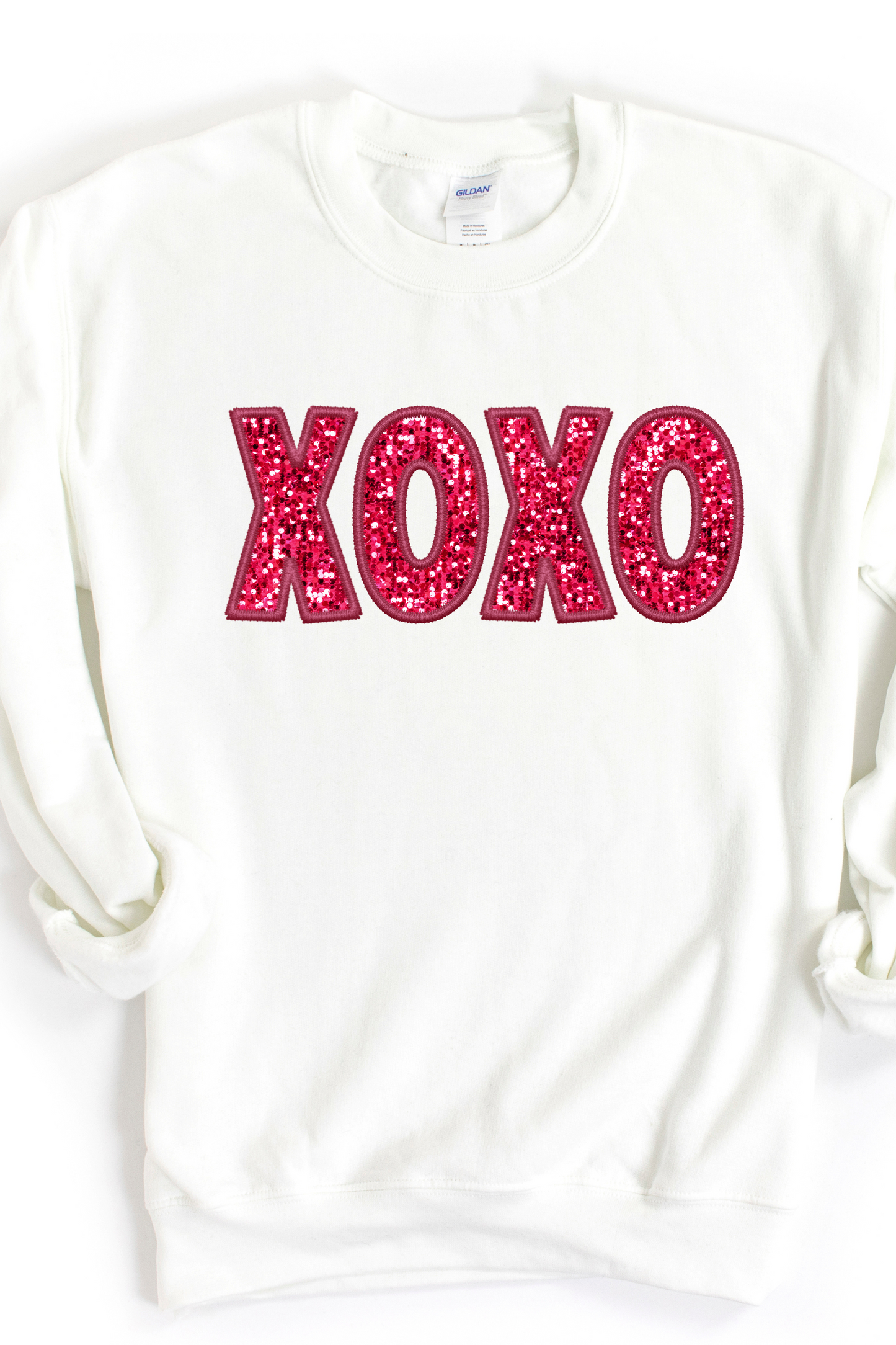 XOXO RED FAUX SEQUIN SWEATSHIRT