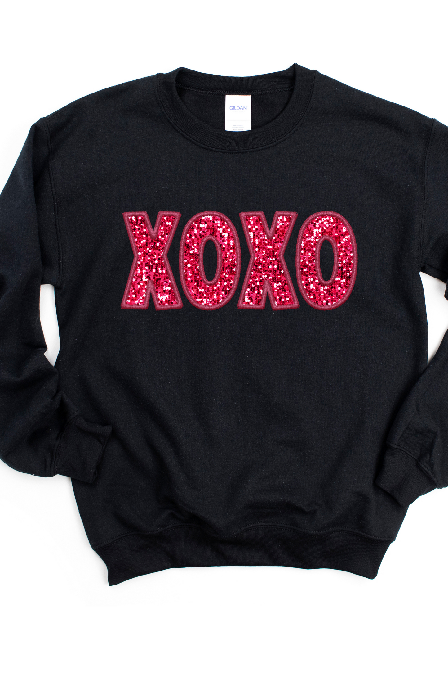 XOXO RED FAUX SEQUIN SWEATSHIRT