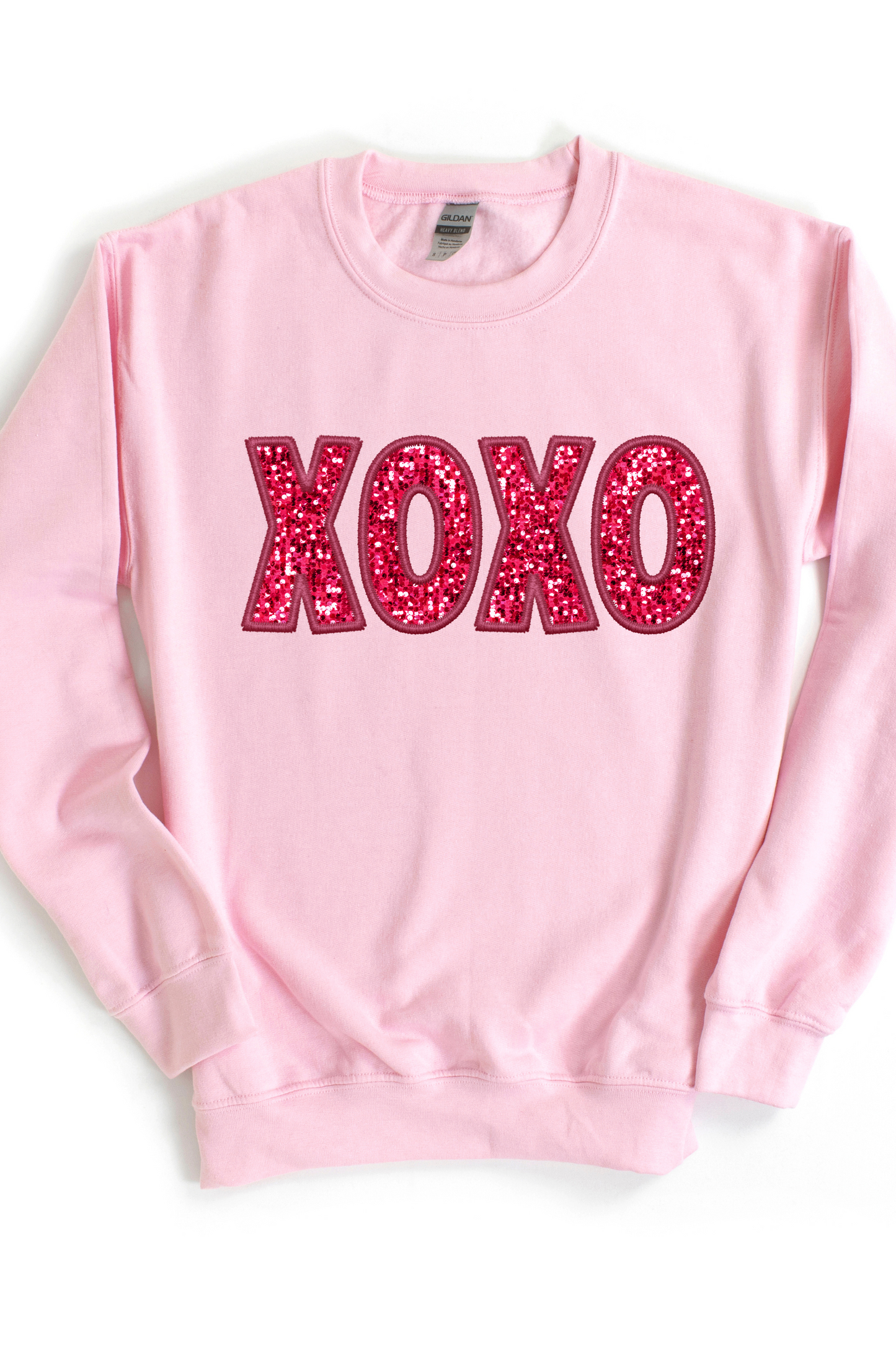 XOXO RED FAUX SEQUIN SWEATSHIRT