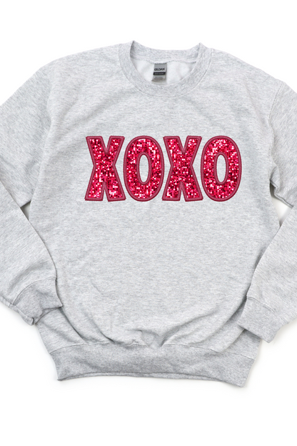 XOXO RED FAUX SEQUIN SWEATSHIRT