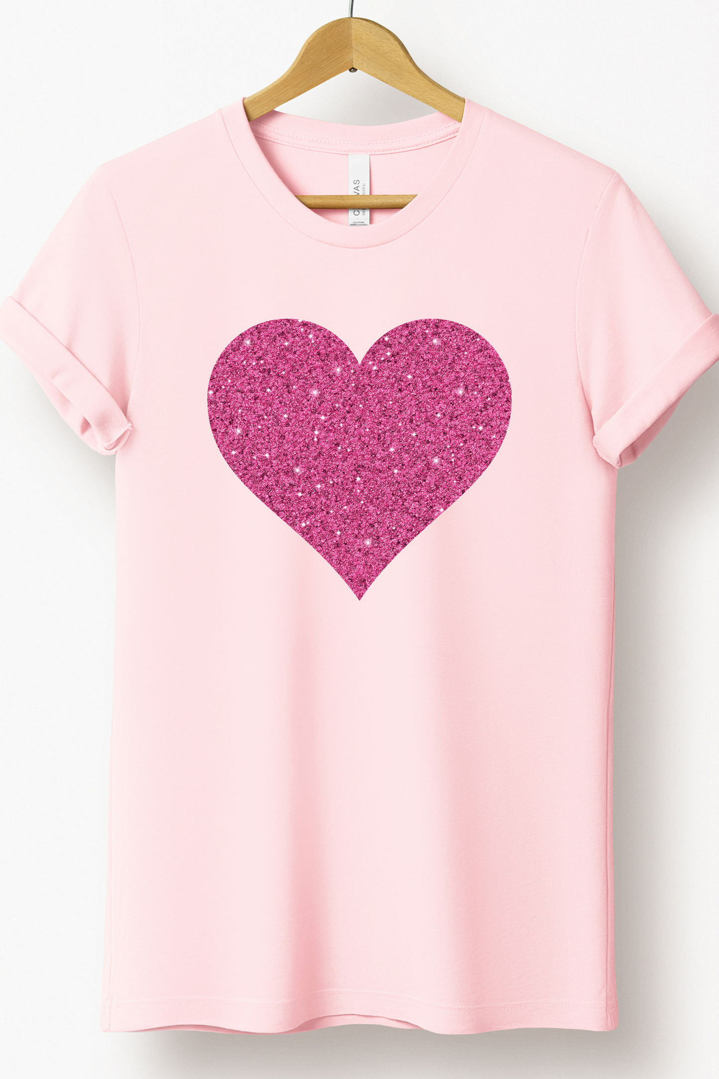 FAUX SPARKLE HEART TEE(BELLA CANVAS)