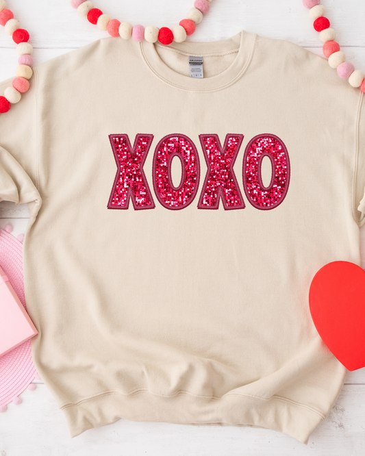 XOXO RED FAUX SEQUIN SWEATSHIRT