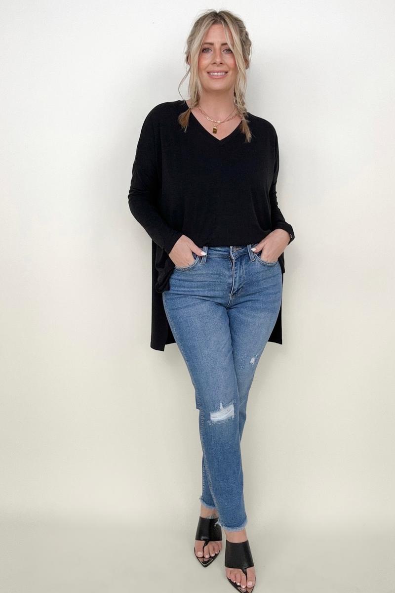 Judy Blue Embroidered Boyfriend Jeans with Side Seam Stitch