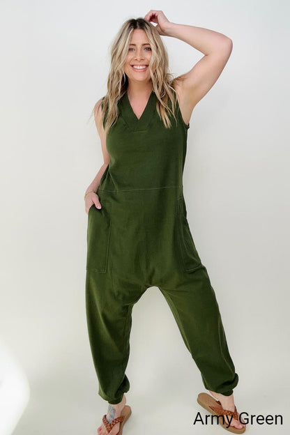 Zenana Solid Sleeveless Harem Jumpsuit