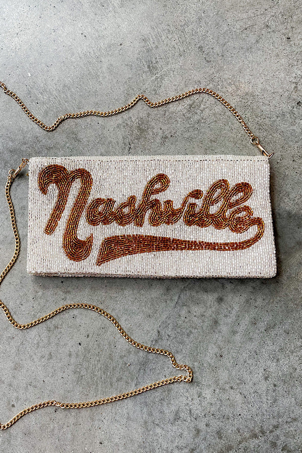 Nashville Cream Beaded Crossbody