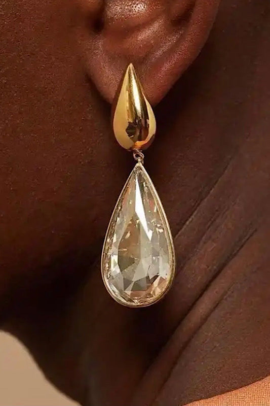 Natural Elements Gold Teardrop Stone Earrings